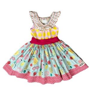 KPea Sunny Days Dress Toddler Girl 18-24 Months Full Skirt Ruffles Mixed Prints
